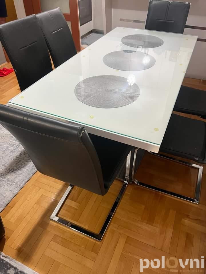 Sto sa staklom i 6 stolica