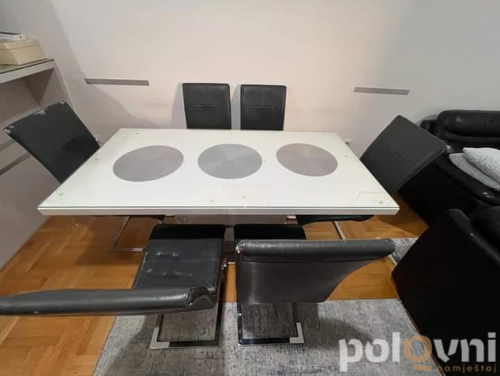 Sto sa staklom i 6 stolica